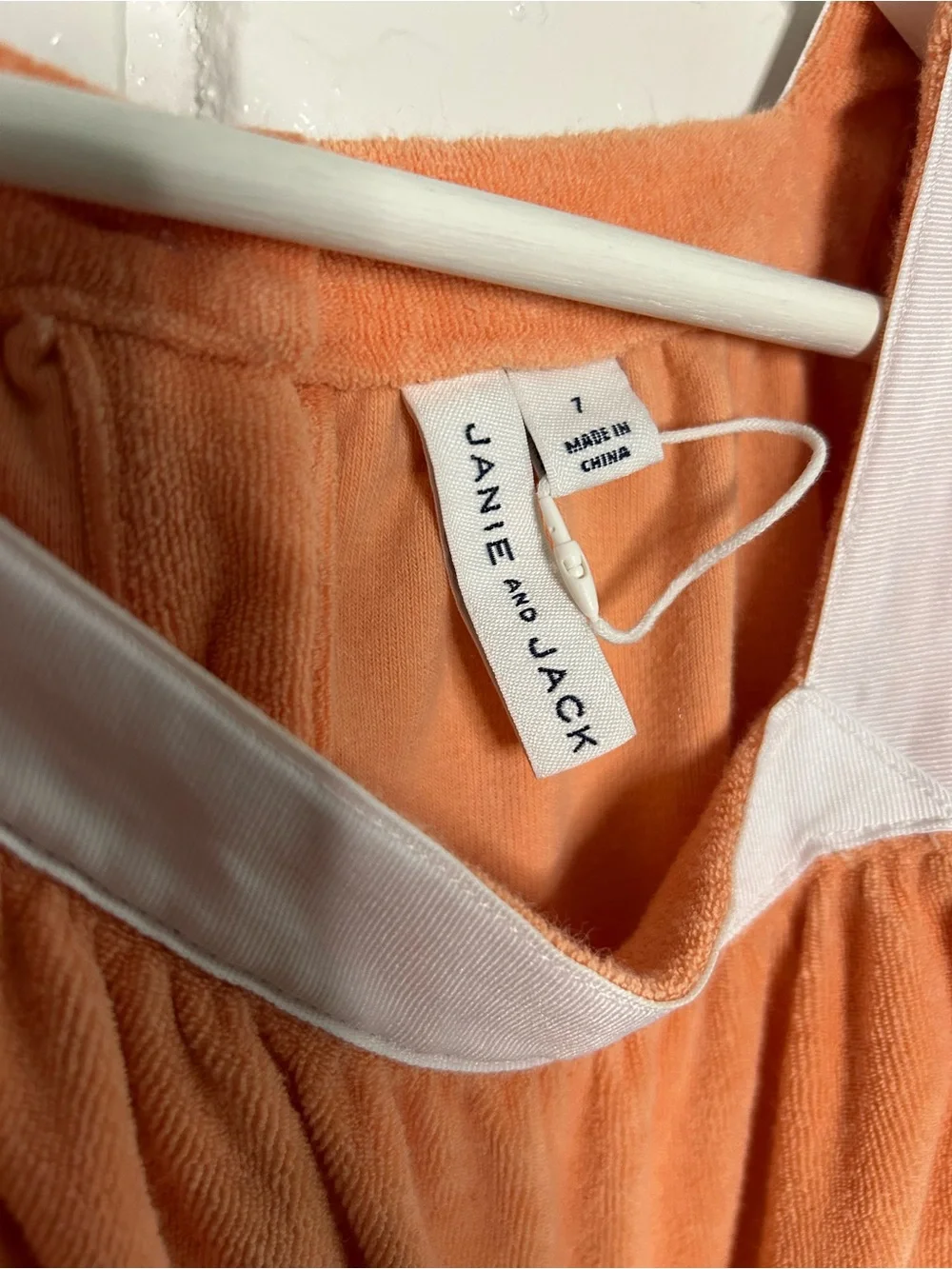 Janie and Jack Orange Flutter Sleeve Coverup with White Neckline Girls Sz 7